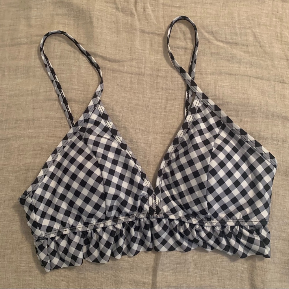 NWT Gingham ruffle bikini top